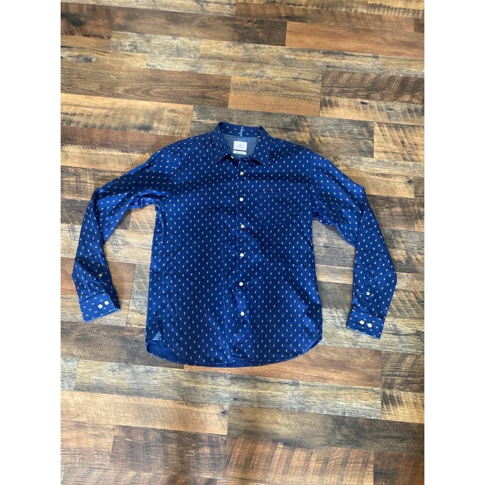 Serge Blanco Coupe Ajustee cobalt and paisley button down‎ shirt